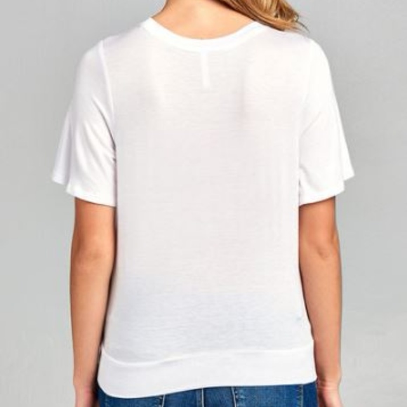 30% OFF BUNDLES Medium White Knit Short Sleeve Top - Picture 5 of 7